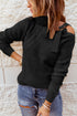 Strapped Cut Out Shoulder Turtleneck Sweater